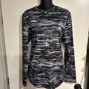 4/$16 Russell Striped Black and Gray Women's Top
